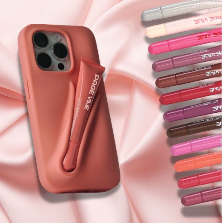 Hailey Rhode Inspired Lip Gloss Silicone Phone Case for iPhone Rhode Lip Case + Lip Color Peptide - Lipstick & Lip Gloss Phone Case Set
