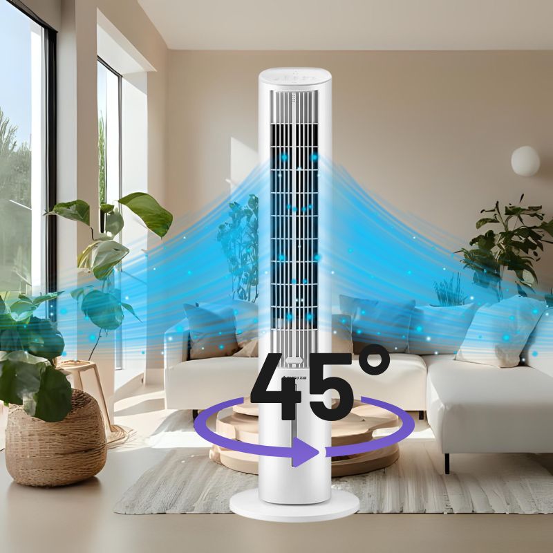 IceTower Bladeless Fan - Portable Electric Air Cooling Device for Home Office, Quiet Operation, Energy Efficient, 3 Speeds Adjustable, USB Rechargeable