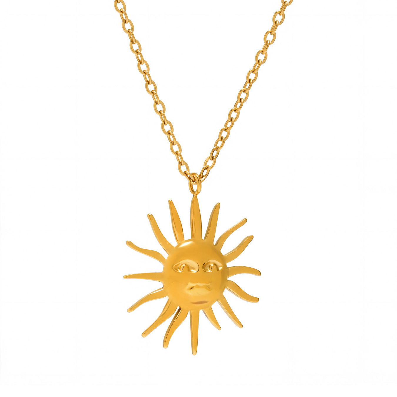 Bohemian Solar Goddess Charm Necklace - Water-Resistant Tarnish-Proof Daily Wear Collarbone Chain Jewelry