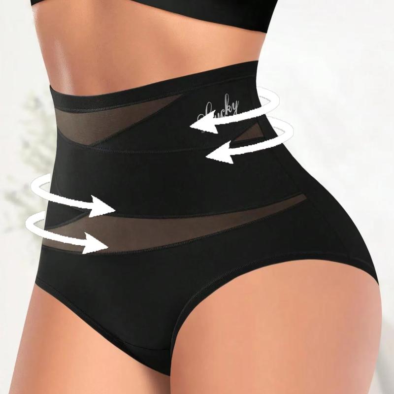4-Pack High-Waist Shaping Underwear for Women - Seamless Silk Mesh Control Panties, Tummy Slimming & Butt Lifting, Breathable for Daily Wear