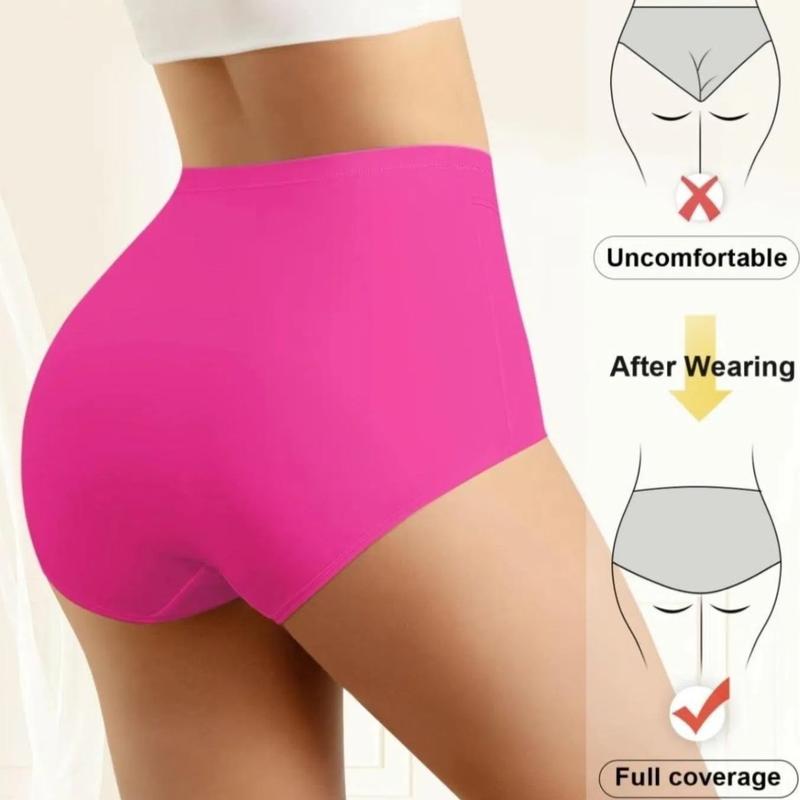 4-Pack High-Waist Shaping Underwear for Women - Seamless Silk Mesh Control Panties, Tummy Slimming & Butt Lifting, Breathable for Daily Wear