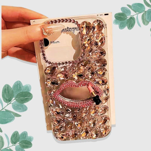Sparkling Rhinestone - Embellished Mirror iPhone Case - Dazzling Bling & Practicality For iPhone 16 Pro Max 15 14 13 12