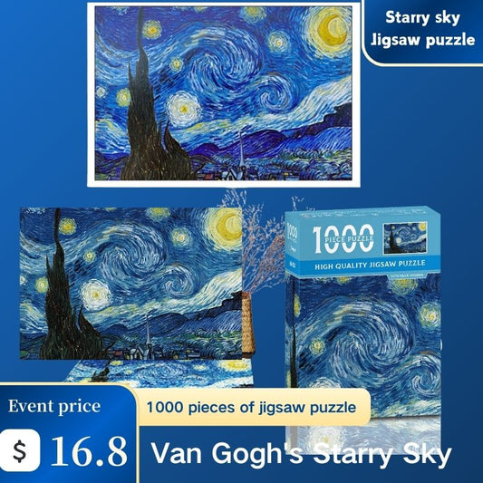 1000 Piece Van Gogh Starry Night Puzzle - Perfect for Art Lovers & Stress Relief