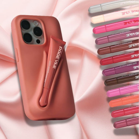 Hailey Rhode Inspired Lip Gloss Silicone Phone Case for iPhone Rhode Lip Case + Lip Color Peptide - Lipstick & Lip Gloss Phone Case Set