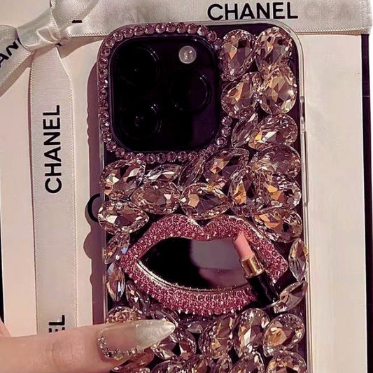 Sparkling Rhinestone - Embellished Mirror iPhone Case - Dazzling Bling & Practicality For iPhone 16 Pro Max 15 14 13 12