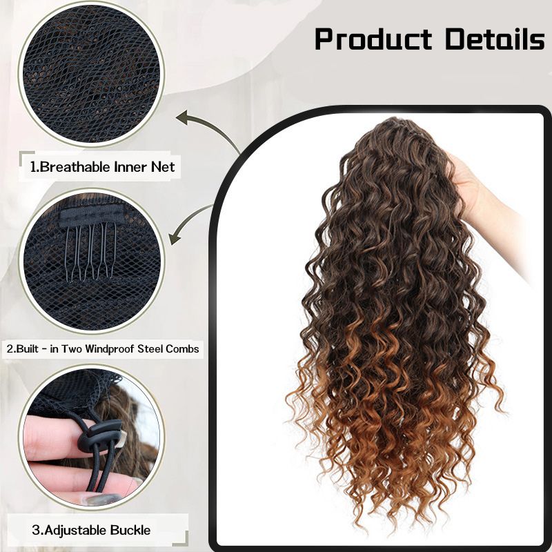 All - Day Comfortable Funmi Curly Wig with Brown Highlights  Closure HD Lace Glueless Wig, Pre - Cut Lace Design