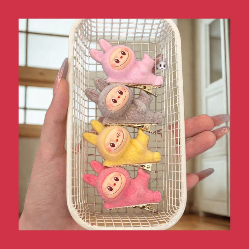 Labub hair clips, cute dopamine, high-end, exquisite little girl dolls, cartoon hair clips, headwear, duckbill clips