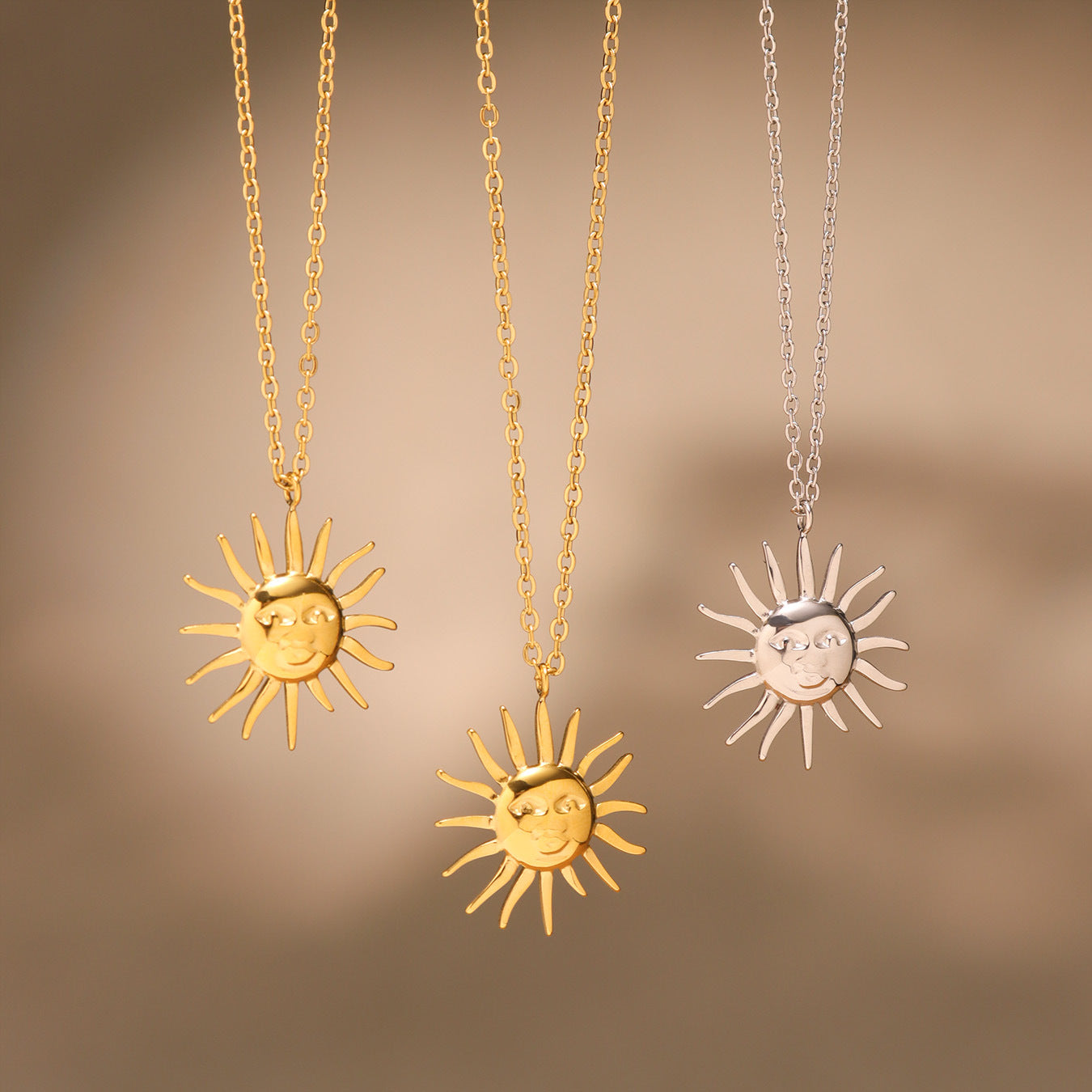 Bohemian Solar Goddess Charm Necklace - Water-Resistant Tarnish-Proof Daily Wear Collarbone Chain Jewelry