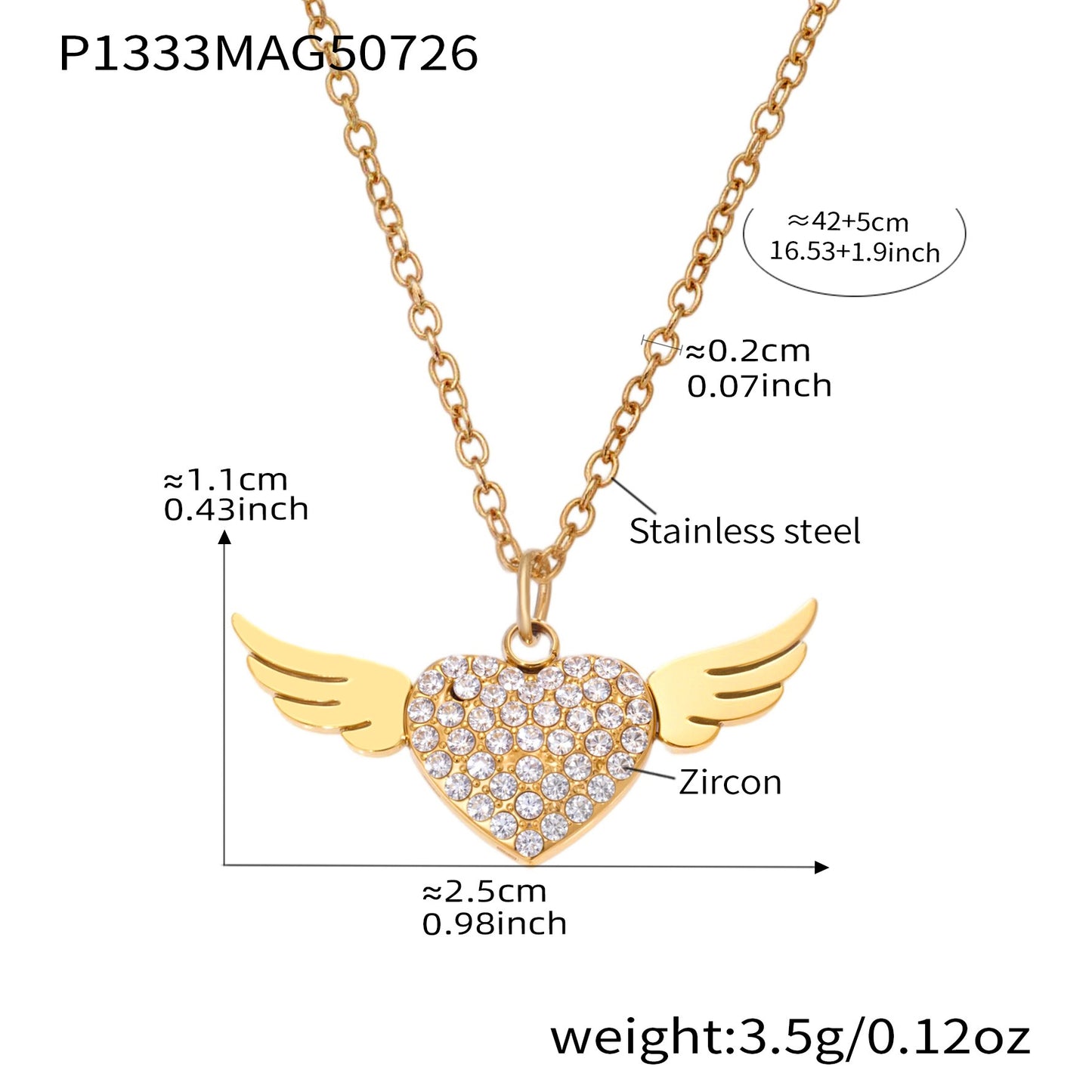 Gold Plated Winged Heart Choker | CZ Layered Necklace | 2025 Fashion Jewelry | 18K Gold Plated Stainless Steel CZ Heart Collarbone Necklace