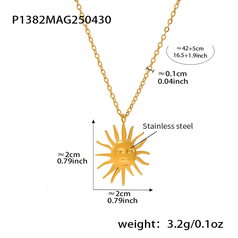 Bohemian Solar Goddess Charm Necklace - Water-Resistant Tarnish-Proof Daily Wear Collarbone Chain Jewelry