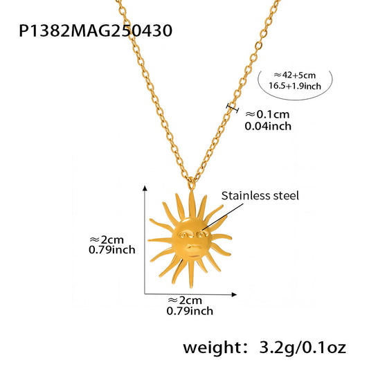 Bohemian Solar Goddess Charm Necklace - Water-Resistant Tarnish-Proof Daily Wear Collarbone Chain Jewelry