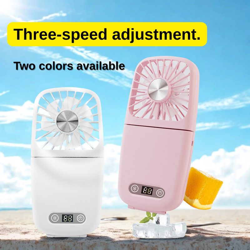 Multi - Functional Portable Fan with 3 - Speed Adjustment: Handheld, Desktop, Neck - Hanging & Makeup Mirror